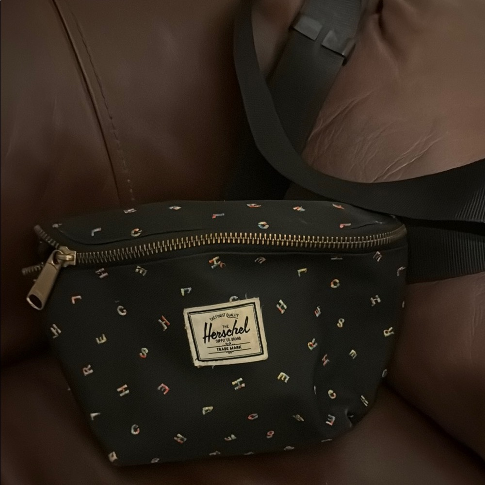 Herschel Black Alphabet Print Hip Pack